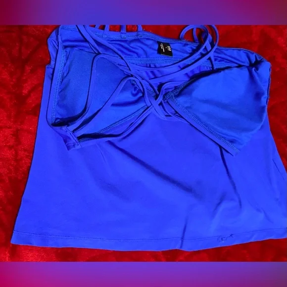 Like New Medium Ana Tankini Top Beautiful Blue padding slimming flattering Cute - Picture 12 of 14
